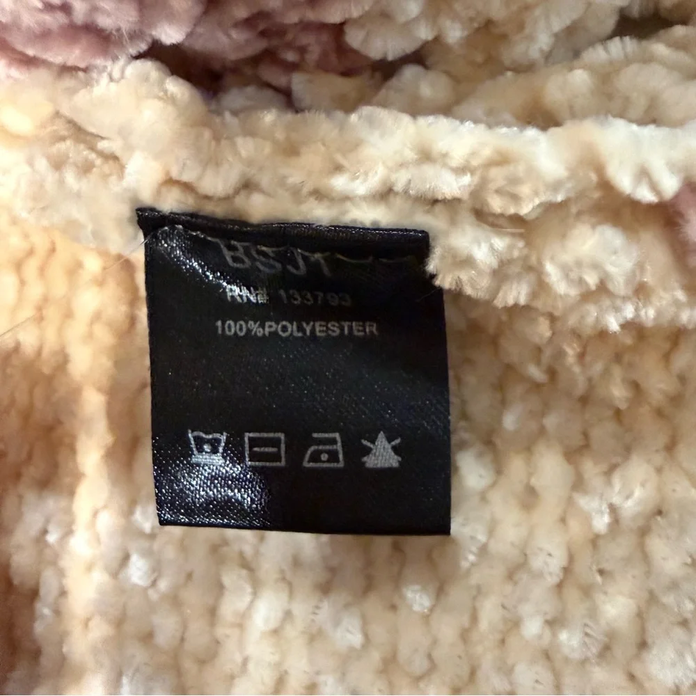 POL Chenille Granny Square Crochet Knit Cardigan Sweater Women’s Medium Vanilla - Picture 4 of 5